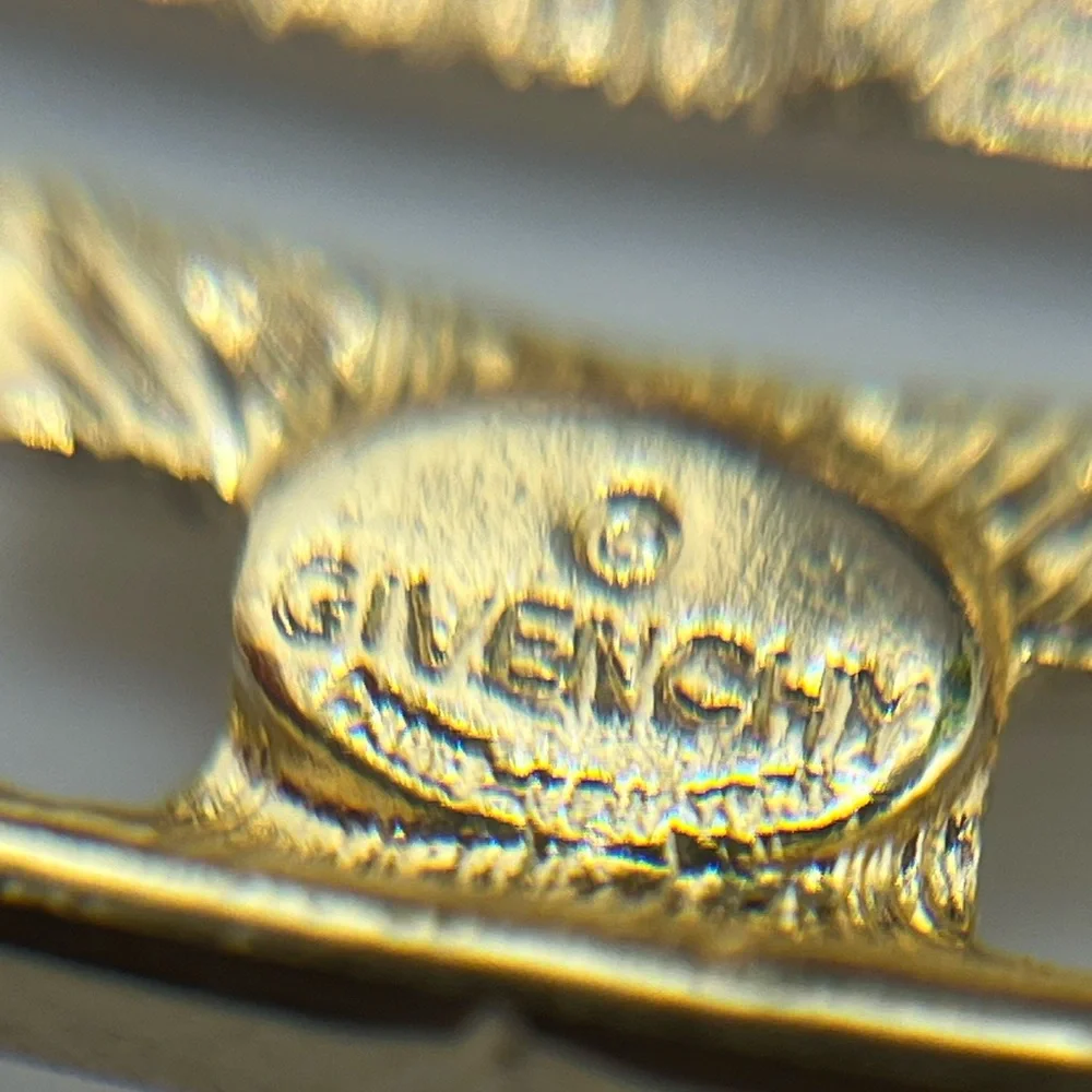 Vintage Givenchy G Logo Gold Tone Stud Earrings - Picture 7 of 9